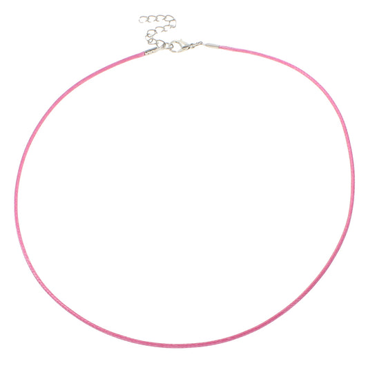 BRIGHT ROSY RED Waxed Necklace Cord, Waxed cotton Cord, with iron chain, Zinc Alloy lobster clasp, with 4cm extender chain, platinum color plated 1.5mm Approx. 17.5 inch