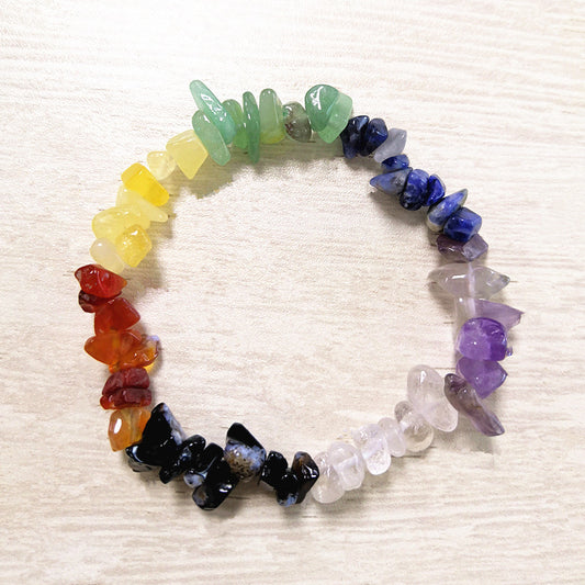 Chakra 7 Healing Gemstone Chip Bracelets with Display Box 25 pc