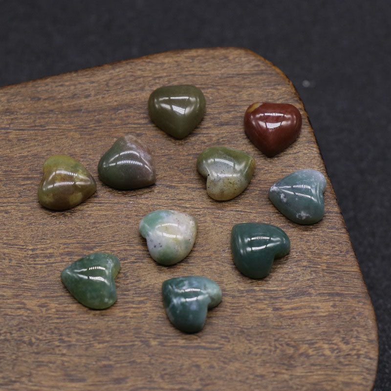 Polished Cabochon Heart - 10mm 5g - India Agate - NEW221