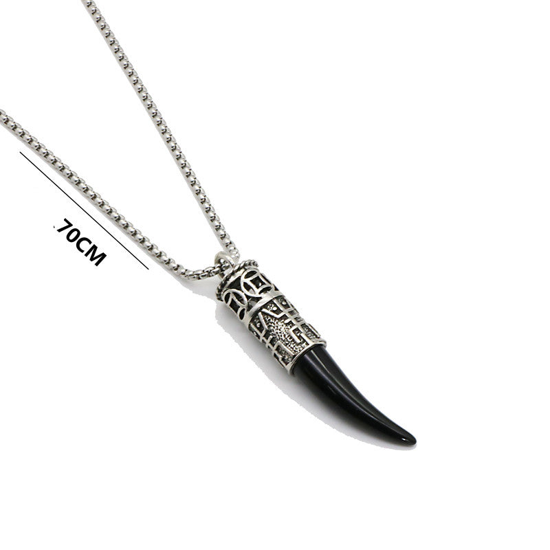Stainless Steel Wolf Tooth Fang synthetic - Necklace silver color - NEW222