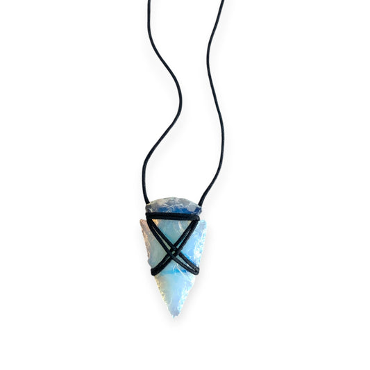 Opalite Tribal Arrowhead Pendant 2" to 2.5" with Necklace - NEW225