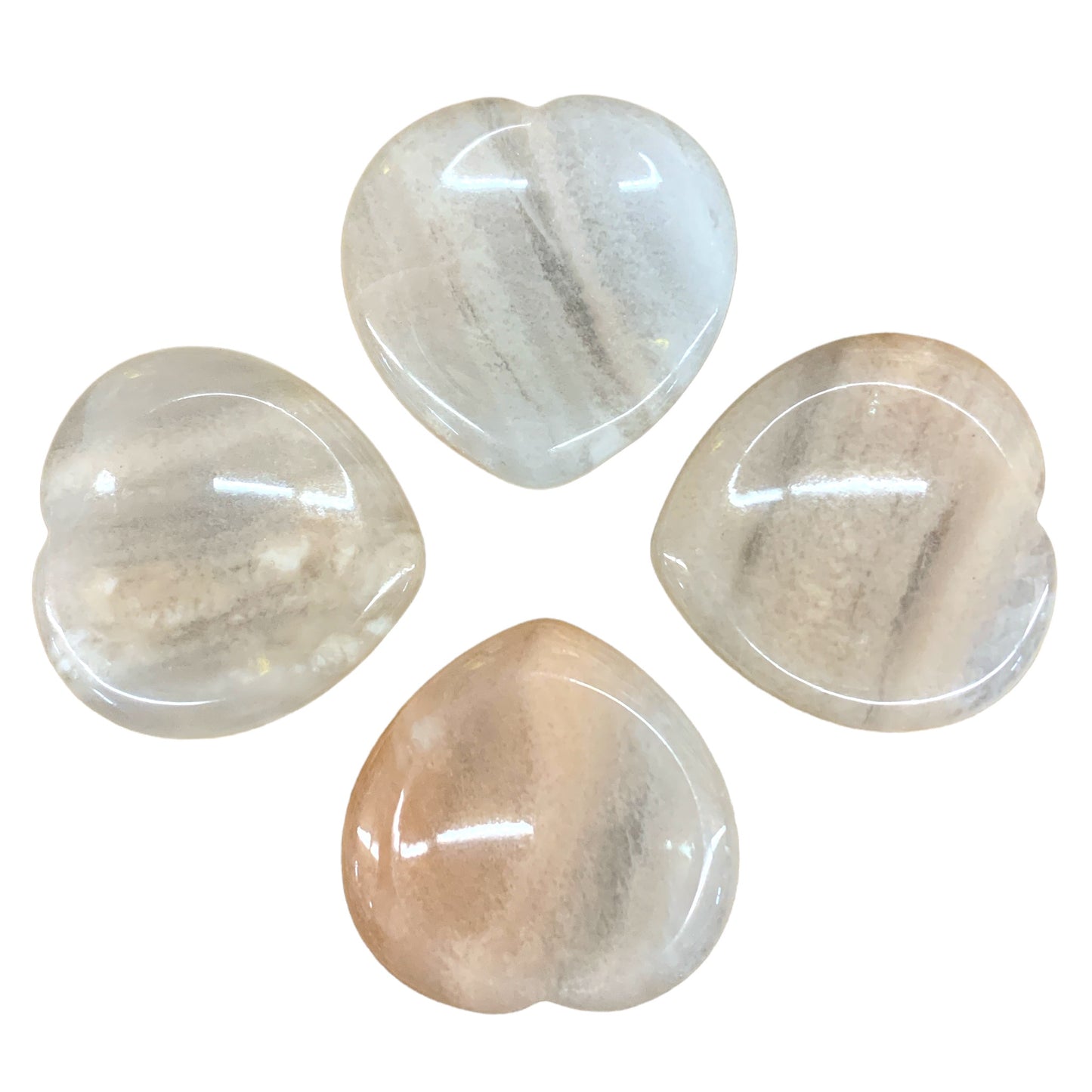 Flower Agate Heart Worry Stones - 40mm - China - NEW722