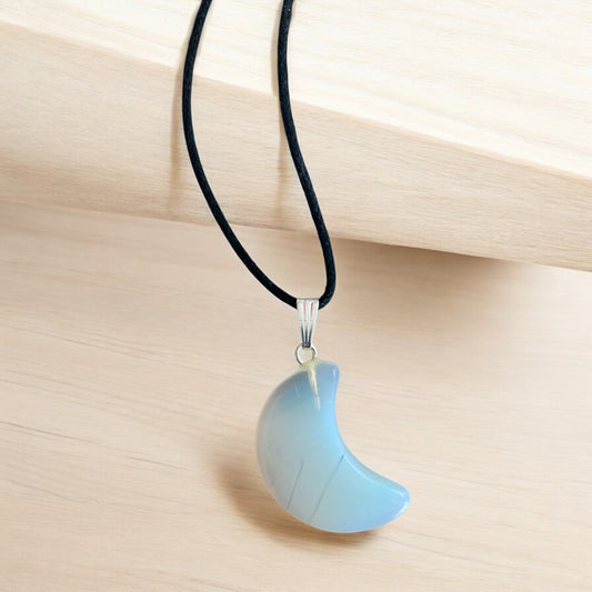 Opalite Moon Pendant 1" with Necklace - NEW225