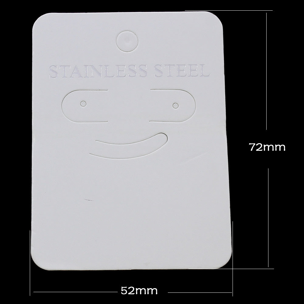 Pack of 1000 White Jewelry Display Cards for Necklaces & Earrings - Stainless Steel - 57x72mm - Made in China - NEW1024