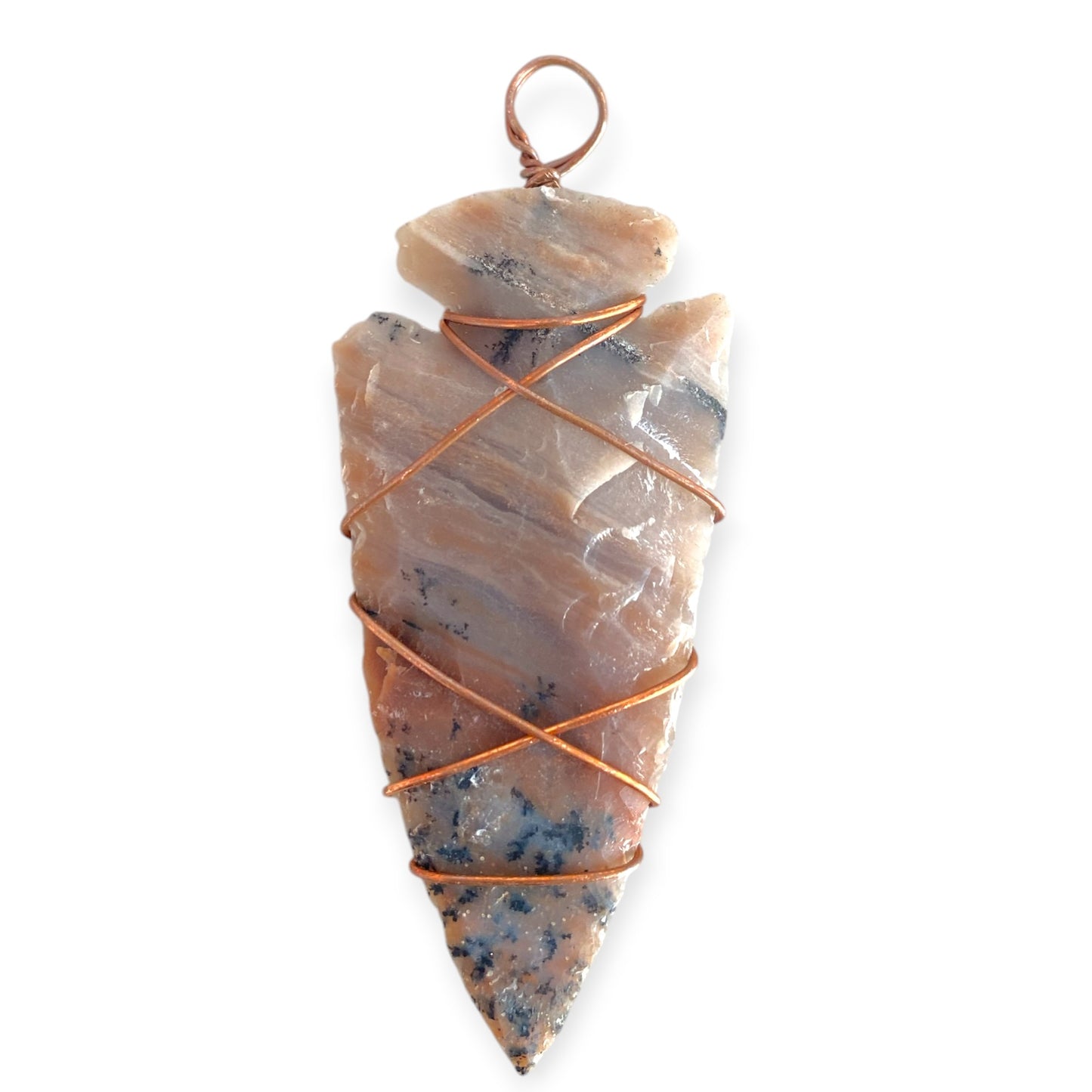 Tribal Arrowhead Pendant with Copper Wire Wrapping - NEW225