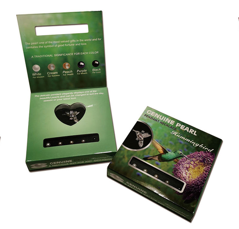 5 Pearl Set - Humming Bird Box with Humming Bird Pendant Necklace - NEW522