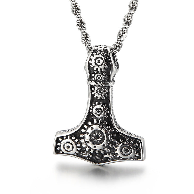 304 Stainless Steel Nordic Thors Hammer Pendant - Silver - NEW822