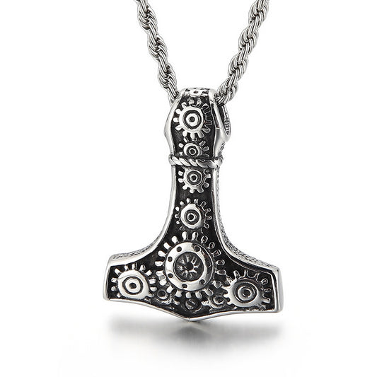 304 Stainless Steel Nordic Thors Hammer Pendant - Silver - NEW822