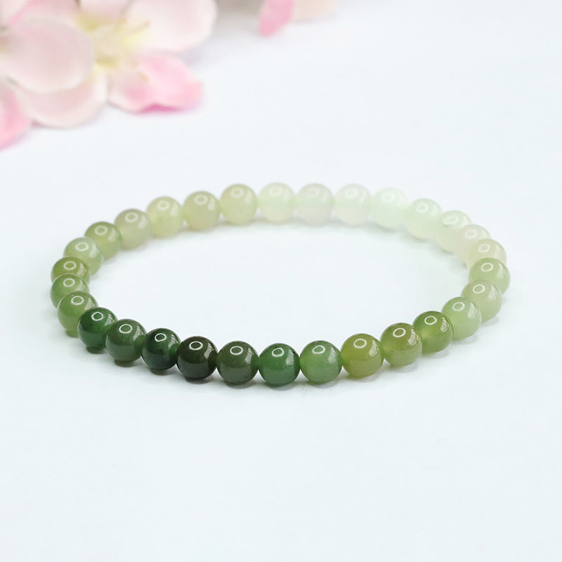 Jade 6mm Round Bead Stretch Bracelet - Hetian Jade - Length Approx 17 cm - NEW424