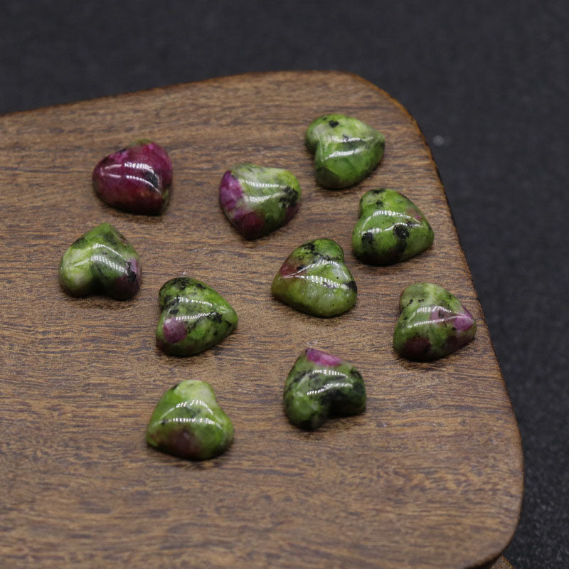 Polished Cabochon Heart - 10mm 5g - Ruby in Zoisite - NEW221