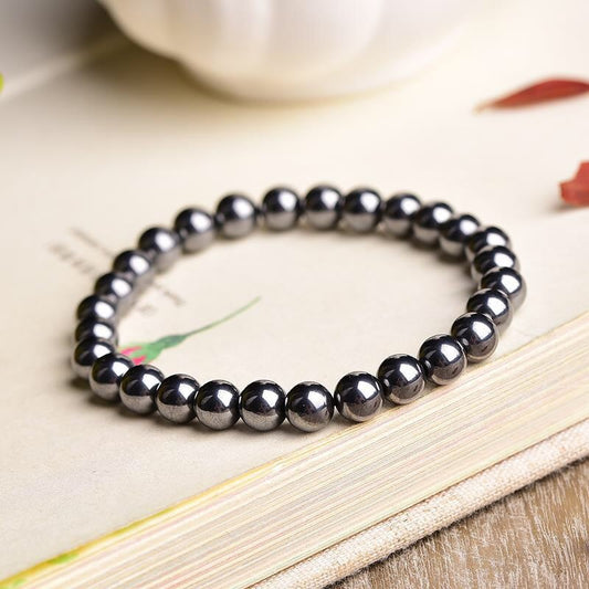 Terahertz Stone Round Bead Bracelet  - 8mm x 7.5 Inch NEW1024