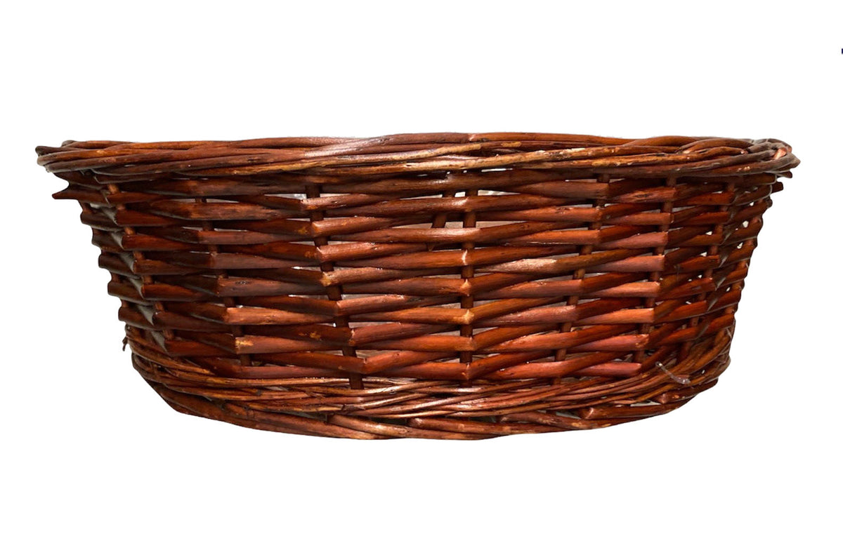 WILLOW OVAL TRAY - STAINED BROWN 16 x 5 inch deep - with Hard Liner - Fits a 26x40 Basket bag
