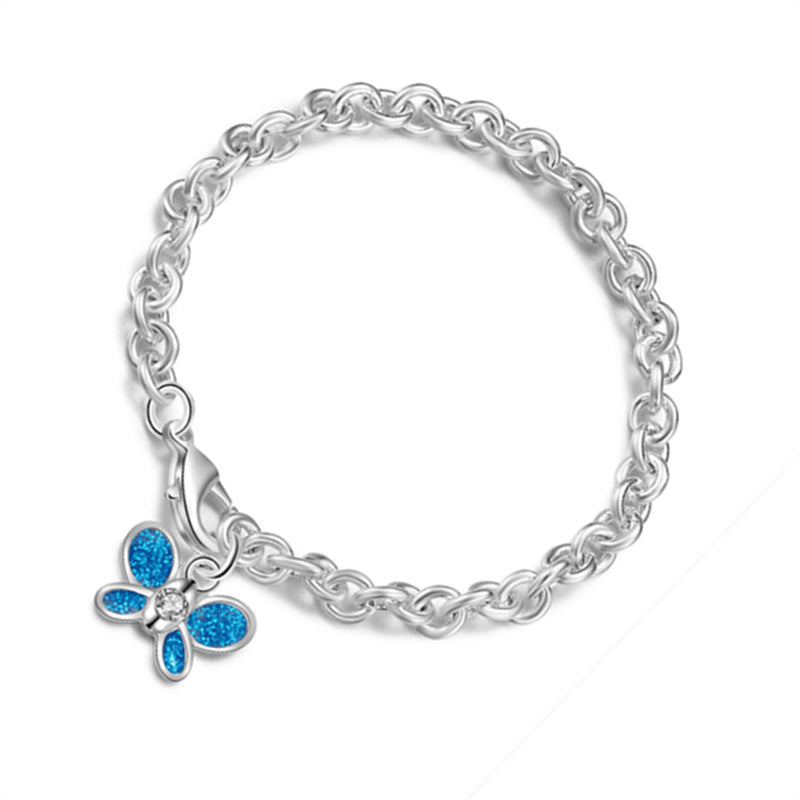 Butterfly Bracelet with Brass lobster clasp - Artificial Opal with Cubic Zirconia Micro Pave - real silver plated - Length 21 cm - China - NEW1122