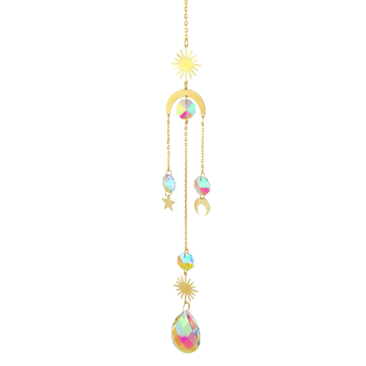 K9 Aura Crystal Hanger Suns Stars Crescent Moons & Oval K9 Brass - Long inch - China