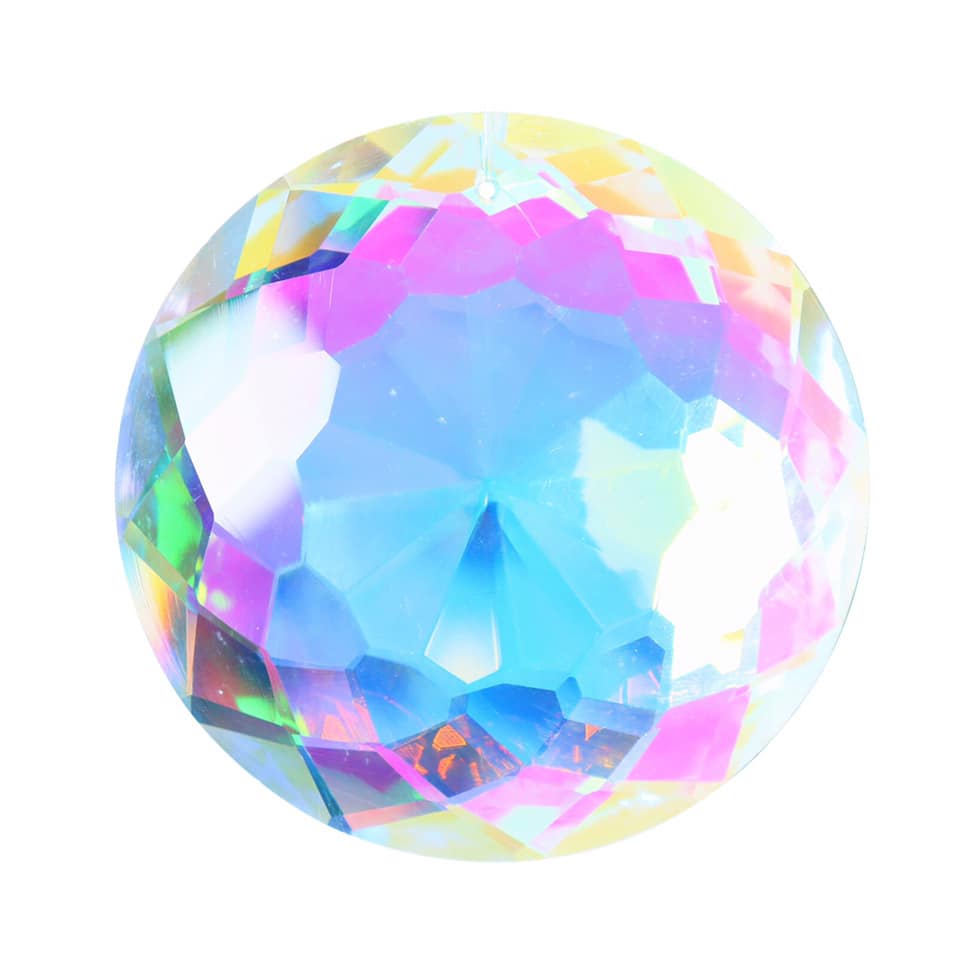 K9 Aura Crystal Hanger - Round - Colorful Twinkle Hanger - 4 inch 10 cm - Cotton String - China - NEW922