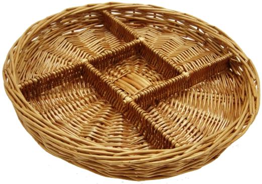 5 Compartment Round DIVIDED TRAY - 9 inch x 1.5 deep - SQUARE Center