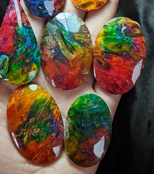 Palm Root Colored Oval  Cabochons - 40 to 45 mm Long