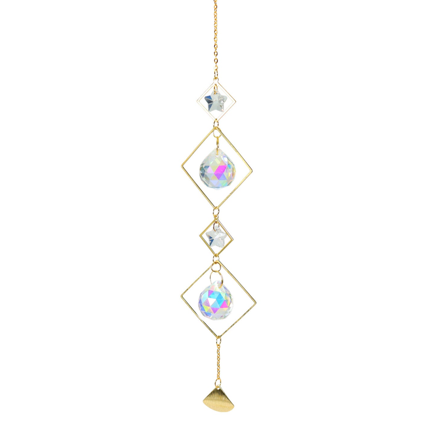 K9 Aura Crystal Hanger 2 Moons 2 Stars Brass Color - 16 inch - China - NEW922