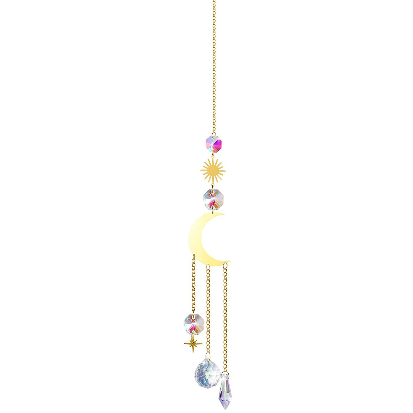 K9 Aura Crystal Hanger Crescent Moon Full Moon Star Brass Color - Long inch - China - NEW911