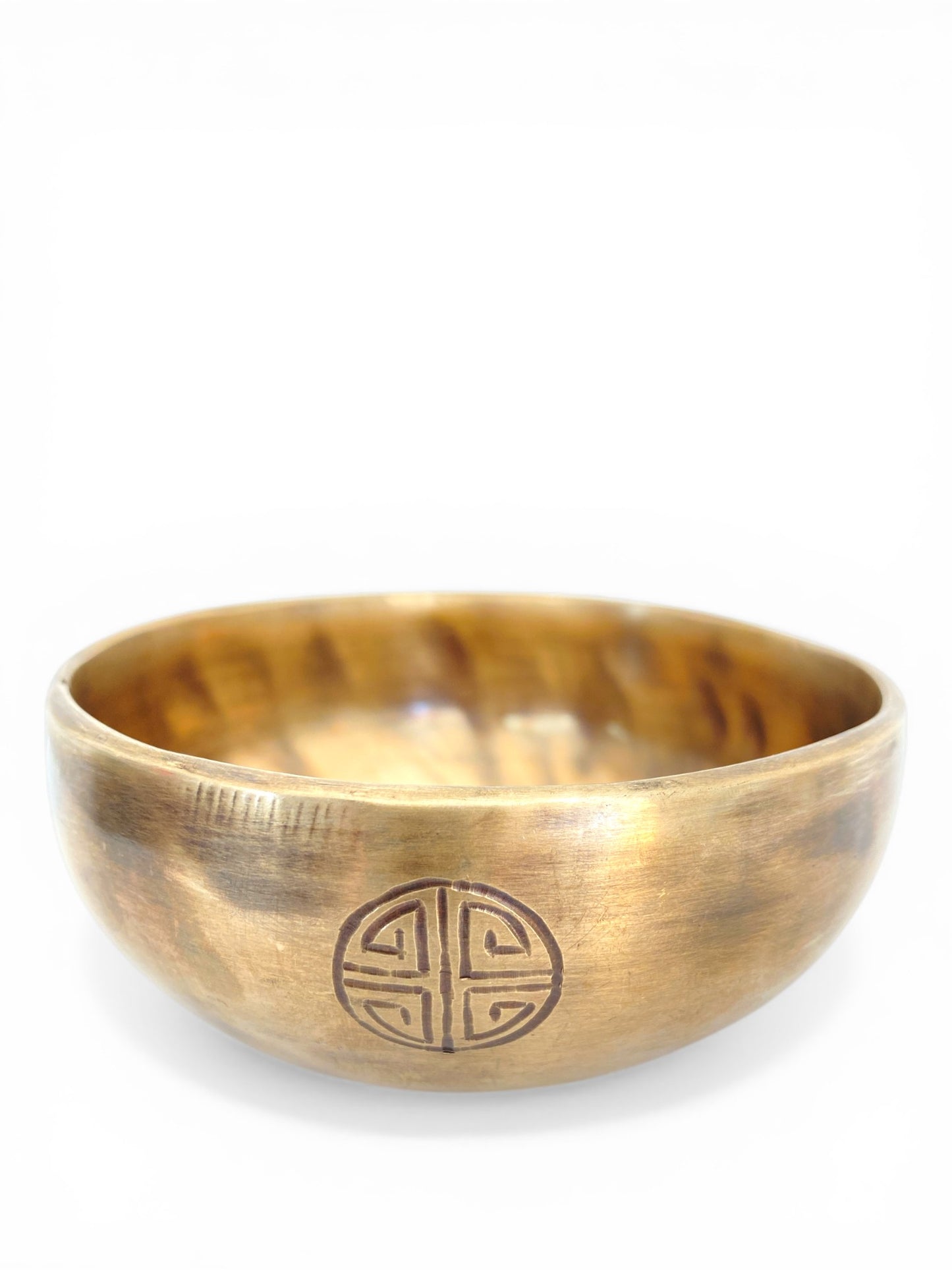 10cm Note D Sacral Chakra Full Moon Singing Bowl - Size 0 - colour Blacken Brass - Nepal