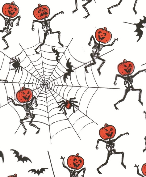 PUMPKIN SKELETONS CELLO WRAP 40 x 100