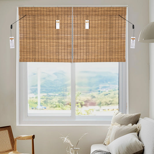 Valanced Imperial Brown Bamboo Blind 2.5 x 6ft (30"W x 72"L)