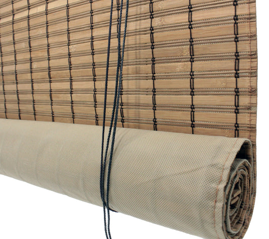 Valanced Brown Bamboo Blinds w/Privacy Screen Backing 3 x 6ft (36"W x 72"L)