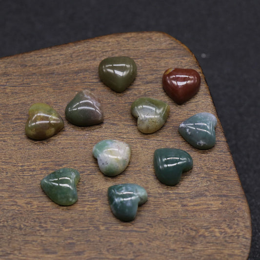 Polished Cabochon Heart - 10mm 5g - India Agate - NEW221