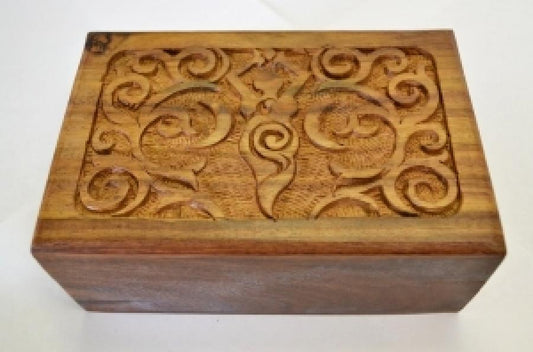 Wooden Carved Boxes - Goddess of Earth Design 4 x 6 inch - NEW621