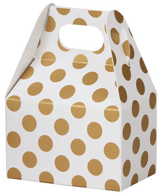 Gold Metallic Dots Mini Gable Box - 4 x 2 1/2 x 2 1/2 - (order in 6's) (288)