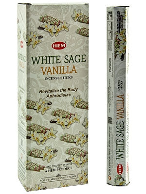 Hem White Sage Vanilla - 20 Incense Sticks per inner box (Box of 6 Packs) - NEW624