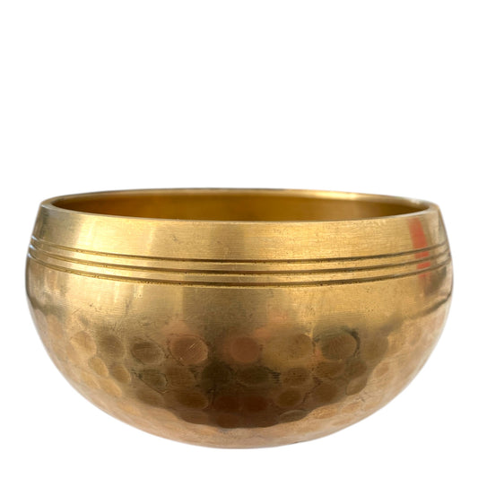 10cm Note C Hammered Singing Bowl with 3 lines - Size 0 - colour Brass - Nepal