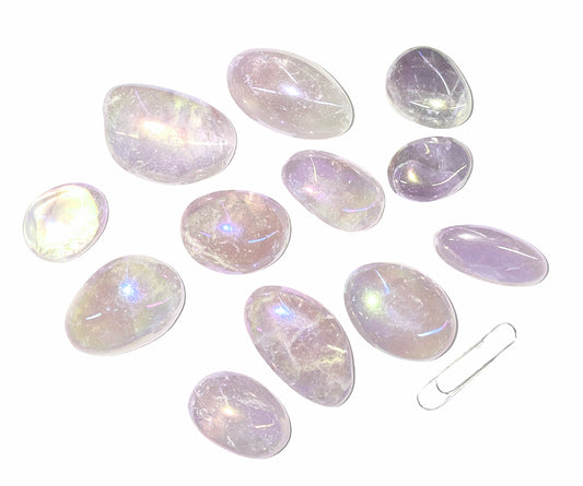 ROSE QUARTZ RAINBOW AURA Tumbled Stones - AA - Medium - 20 - 30 mm - 500g - China