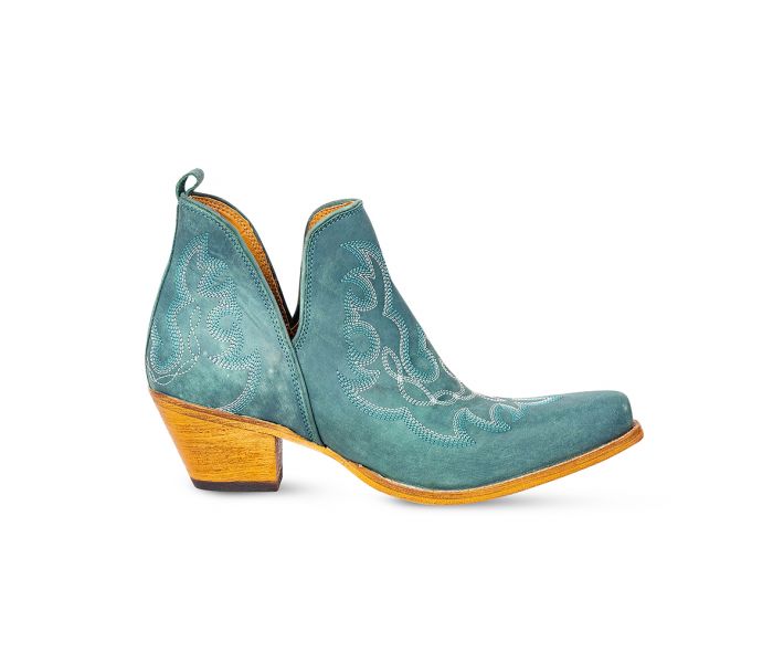 Size 8 - Maisie Stitched Leather Boots in Turquoise - NEW424