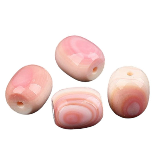 Pack of 4 Queen Pink Conch Shell Barrel Beads -  - Hole Center - 10x12mm - NEW424