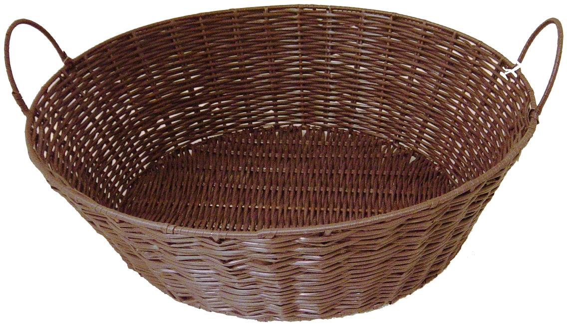 PLASTIC  Wicker Round DISPLAY TRAY - BROWN  17.5 DIA x 5.5 inches