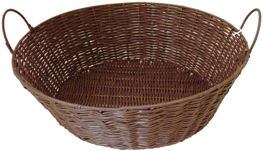 PLASTIC  Wicker Round DISPLAY TRAY - BROWN  17.5 DIA x 5.5 inches