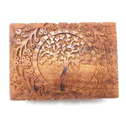 Wooden Carved Box - Tree of Life 5 x 7 inch - NEW421