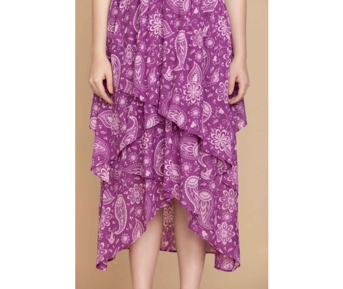 X-Large - Bohera Penelope Drop Waist Ruffled Dress in Purple - NEW424