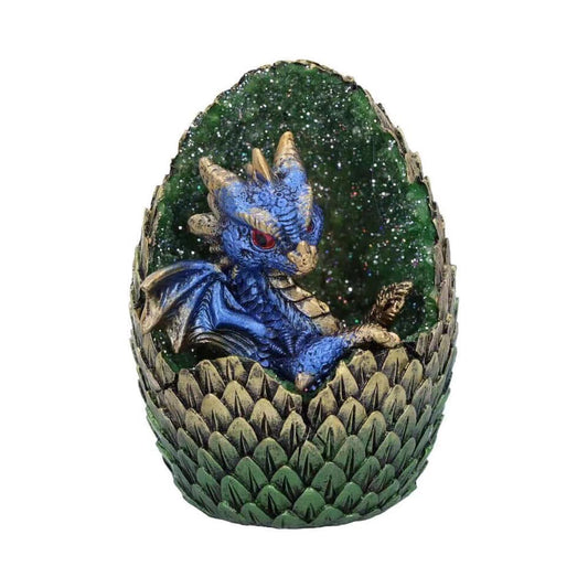 Blue Dragon in Standing Egg - 6 inch - Resin - China - New1122