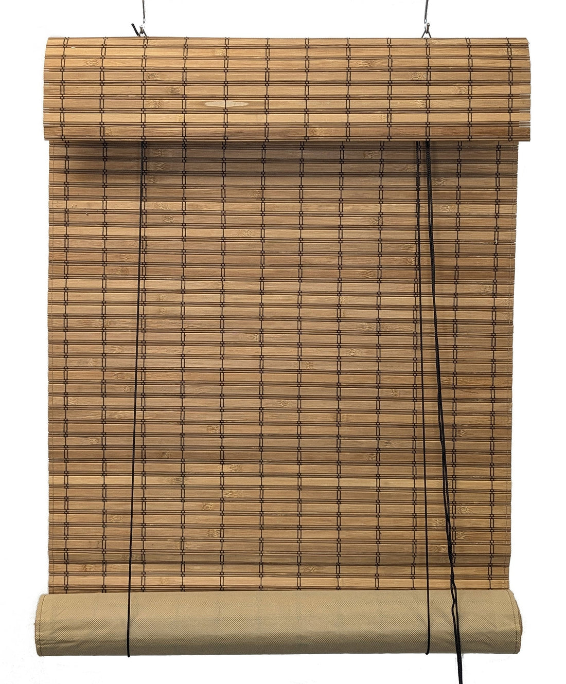 Valanced Brown Bamboo Blinds w/Privacy Screen Backing 2 x 6 ft (24" W x 72" L)