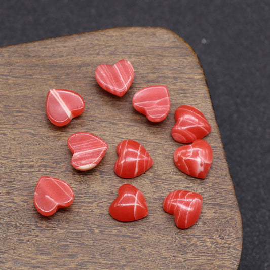 Polished Cabochon Heart - 10mm 5g - Rhodonite - NEW221