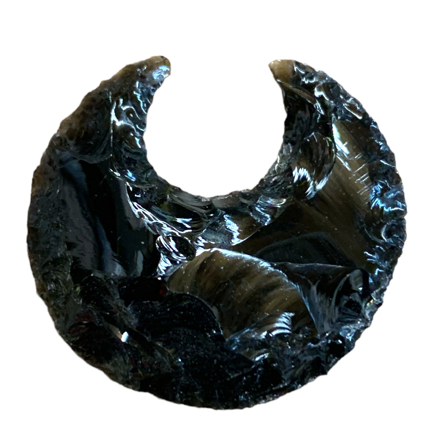 BLACK OBSIDIAN Flinted Crescent Moon - 35mm - India