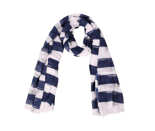 Classy Stripes Scarf - Blue & White - 39x71 inch long - NEW424