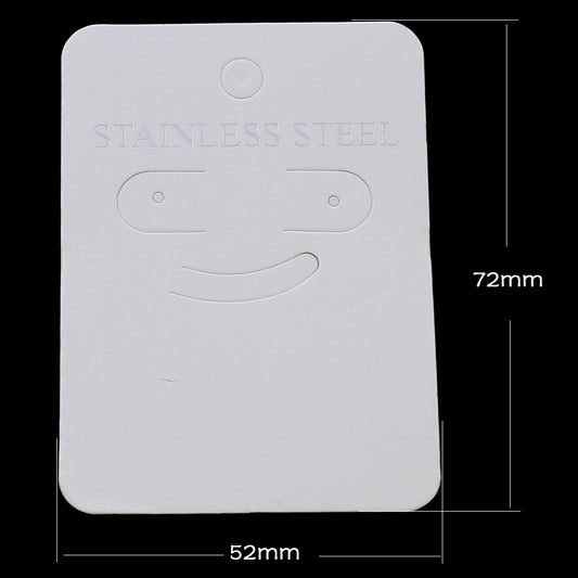Pack of 1000 White Jewelry Display Cards for Necklaces & Earrings - Stainless Steel - 57x72mm - Made in China - NEW1024