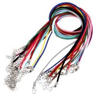 Black Velveteen Cord Necklace Iron Lobster Clasp with 1.5 Inch extender chain Silver colored plate 19 Inch