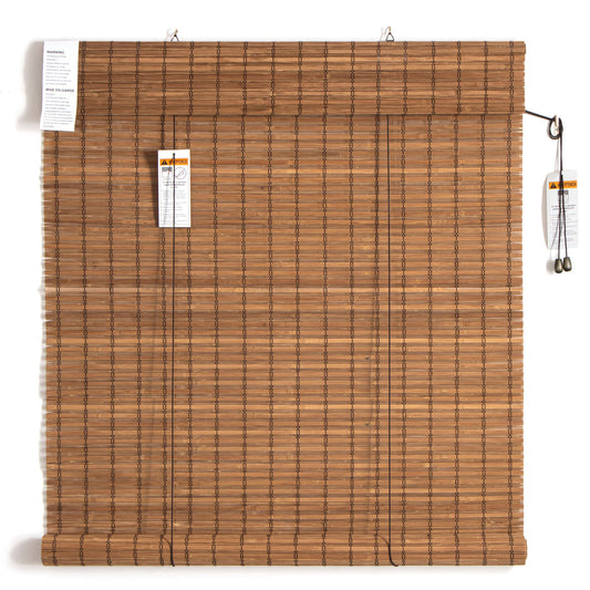 Valanced Imperial Brown Bamboo Blind 4 x 8ft (48"W x 96"L)