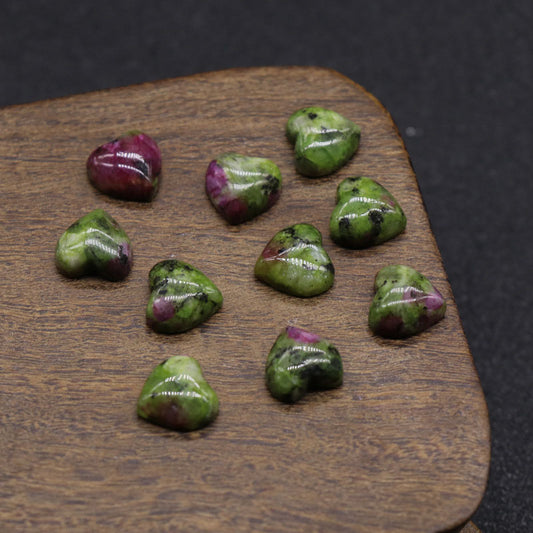 Polished Cabochon Heart - 10mm 5g - Ruby in Zoisite - NEW221
