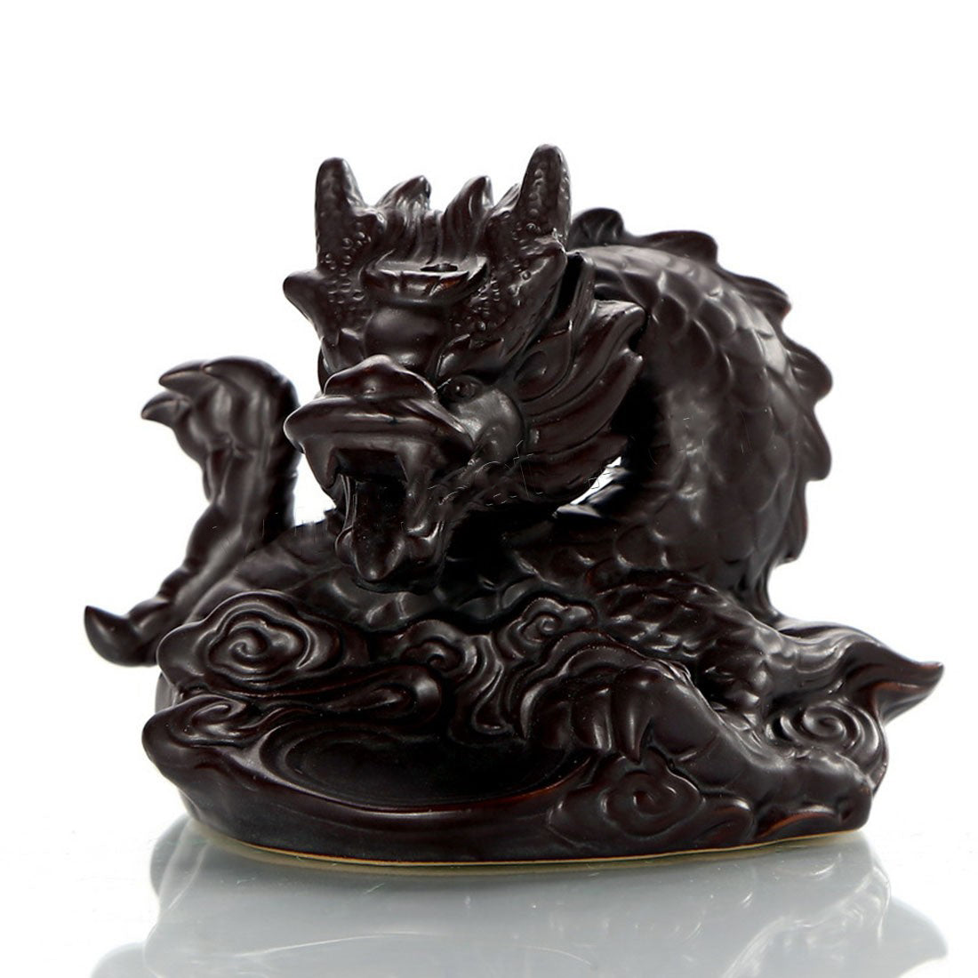 Dragon Backflow Incense Burner Ceramic - Black - 12x9x9.5cm - NEW424