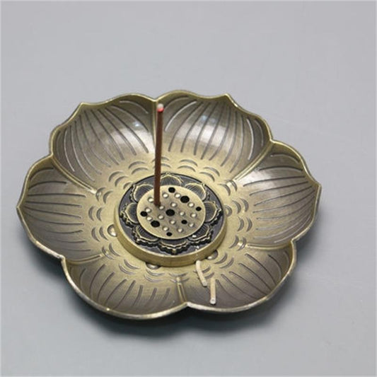 Incense Burner Seat - Zinc Alloy Metal - 2 Piece set Center & Base - 9.5x1cm - NEW424